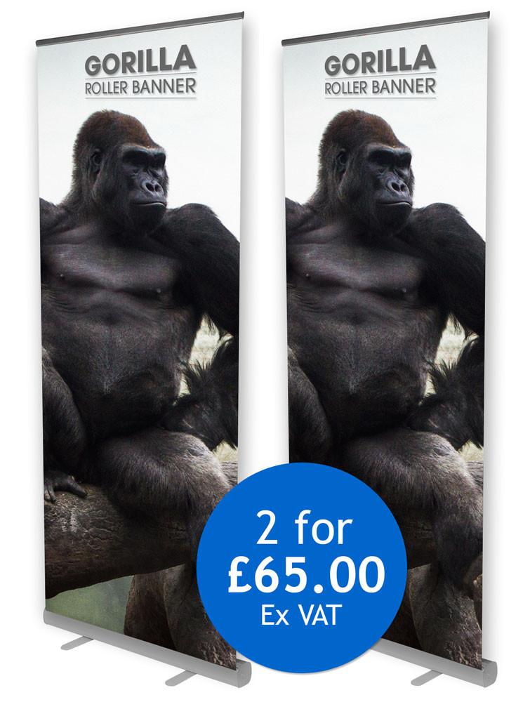 *Special 2 for £65.00* - Gorilla Roller Banner - Budget Exhibition Event Roller Banner Stand - 800mm Wide