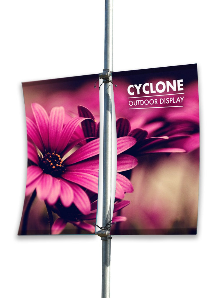 CYCLONE DOUBLE SIDED LAMP POST FLAG BANNERS | LAMP POST ADVERTISING | HIGH STREET ADVERTISING