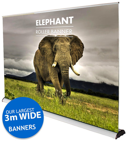 ELEPHANT ROLLER BANNER 3M WIDE LARGEST ON THE MARKET TO DATE