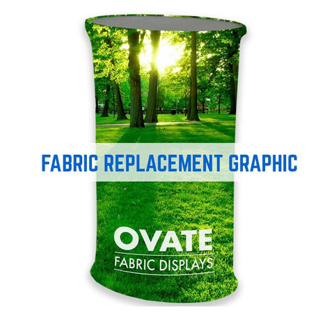 FABRIC GRAPHIC REPLACEMENT TEXSTYLE OVAL OVATE FABRIC COUNTER STAND