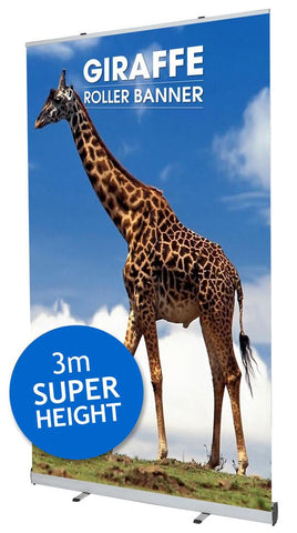 Giraffe Roller Banner - Super Tall 3m High Exhibition Event Roller Banner Stand - 850, 1000, 1200, 1500 & 2000mm Wide