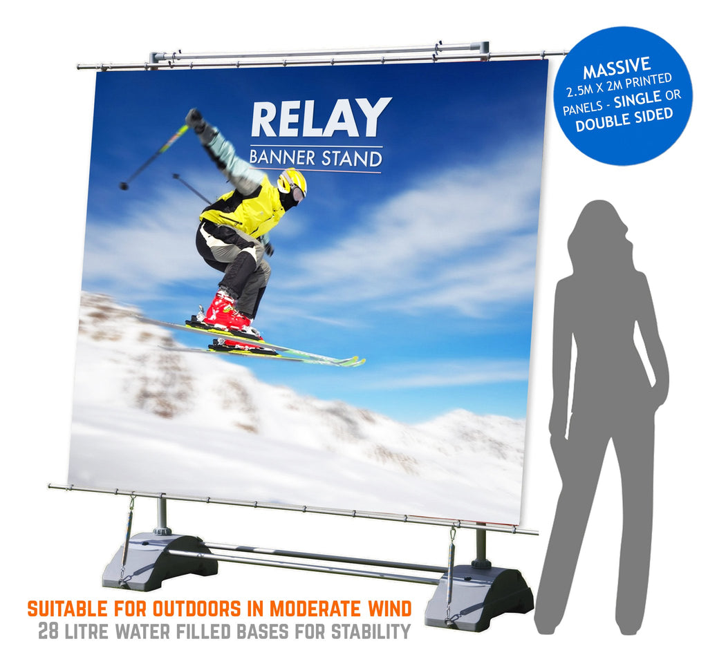 RELAY HORIZON LARGE OUTDOOR ADVERTISING MARKETING BANNER STAND