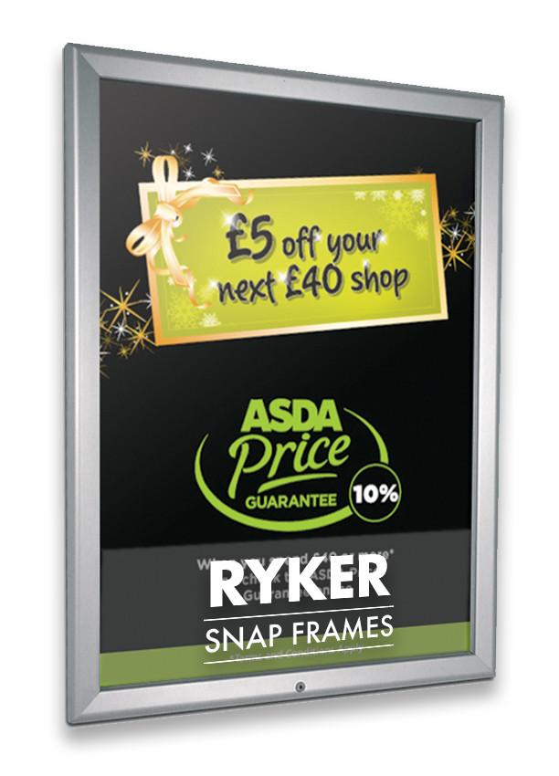 RYKER 32MM LOCKABLE POSTER SNAP FRAME - AVAILABLE IN SILVER & BLACK