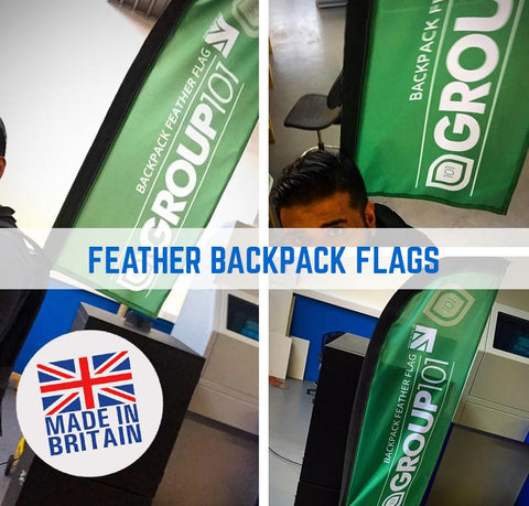 BACKPACK STREET FLAGS PROMOTIONAL FEATHER & TEARDROP SHAPED FLAGS