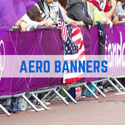 heras fencing, aero banners, fencing banners, crowd control barrier, crowd banners, aero banners, railing banners, marathon banners, crowd barrier branding