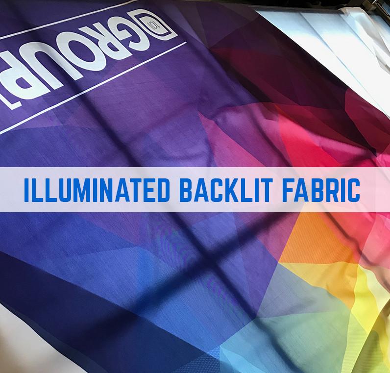 Illuminated backlit fabric printing with silicon edge Kedar graphics